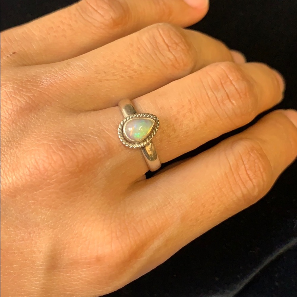 Sterling Silver ring with teardrop Opal